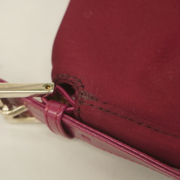 Auth Fendi Mamma Bucket Women's Cotton Handbag Bordeaux - Picture 12 of 13